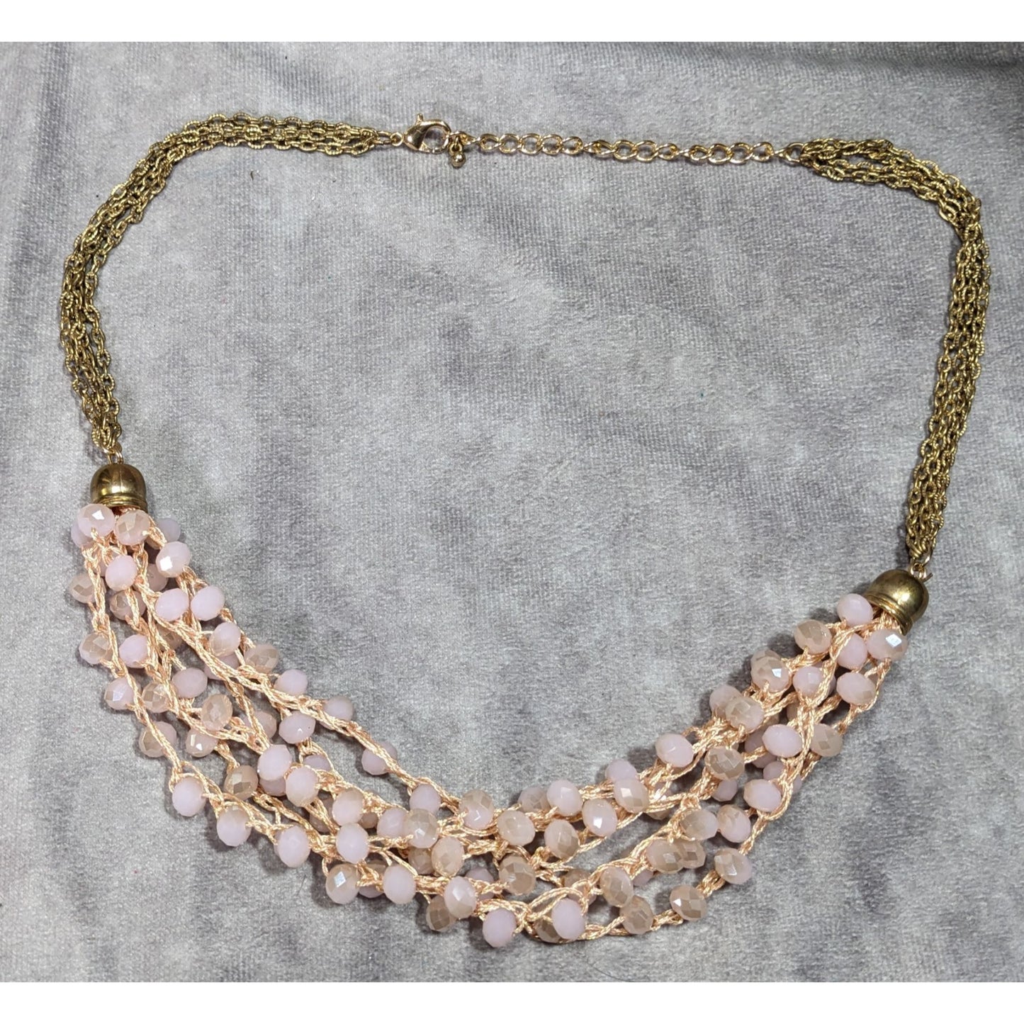 Coquette Glam Pastel Pink Glass Beaded Statement Necklace