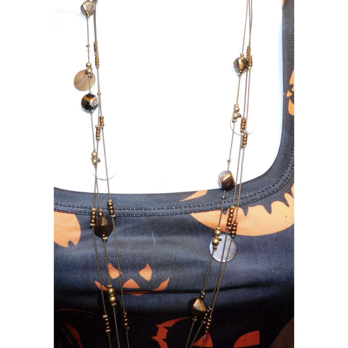 Multilayer Shell Disc Beaded Layered Station Necklace