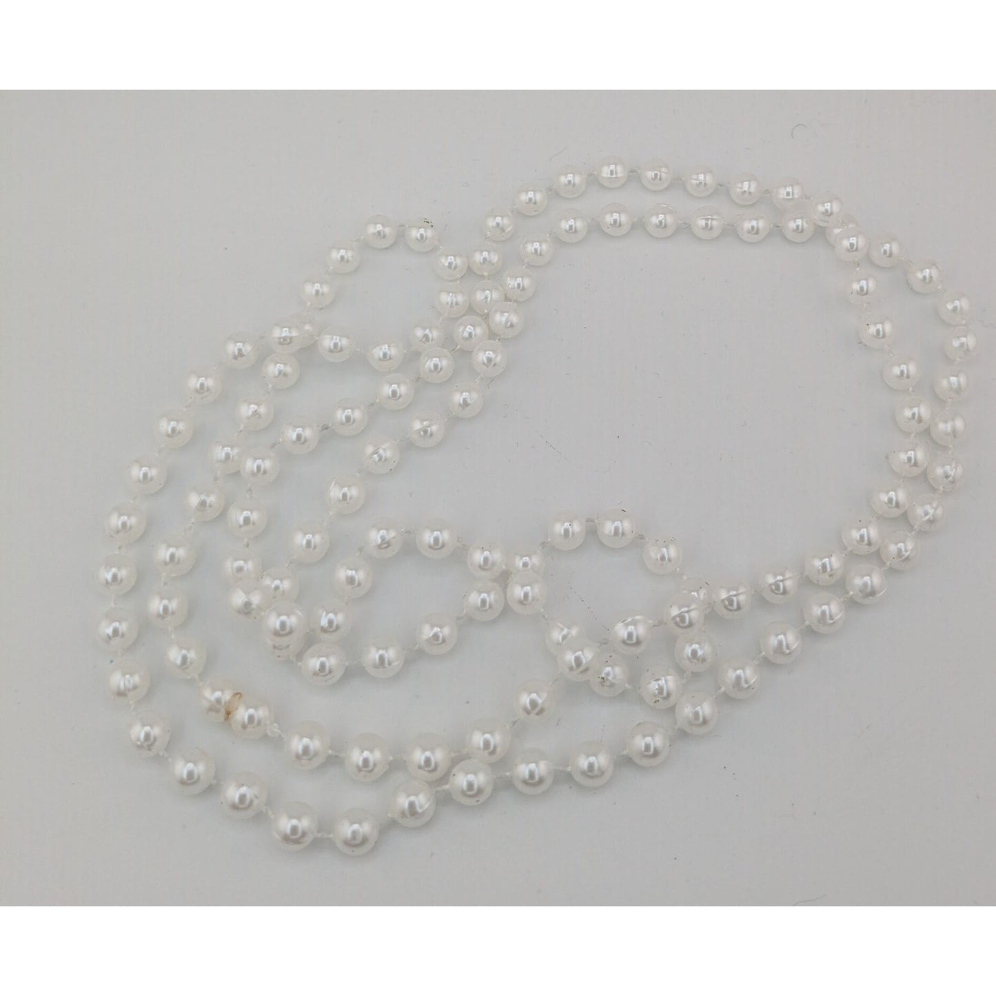 Long White Faux Pearl Necklace 46" Strand For Layering Or Formal Wear