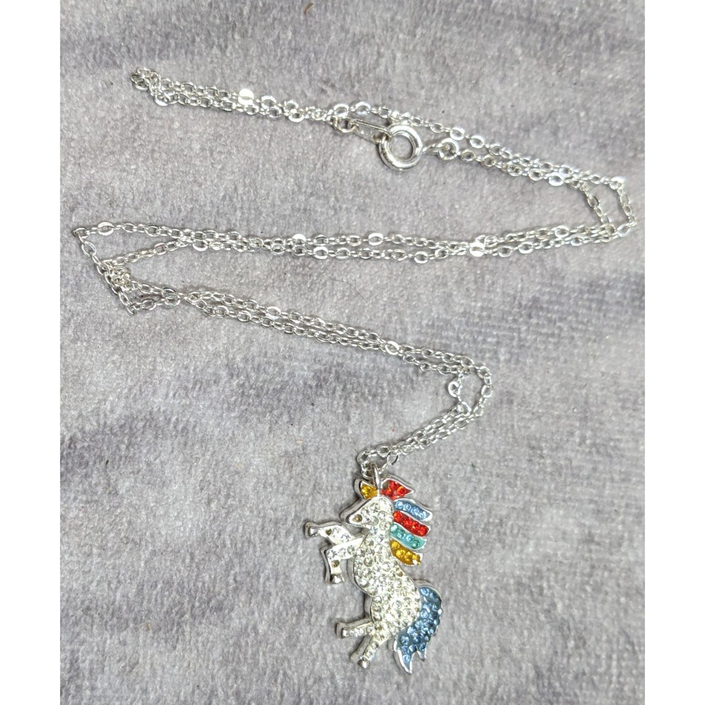 LA Gem And Jewelry Designs Rainbow Rhinestone Unicorn Necklace