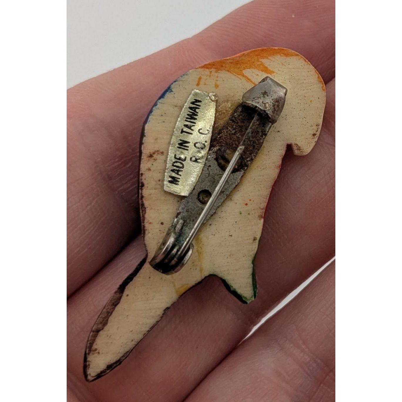 Vintage Rainbow Parrot Enamel Finished Brooch