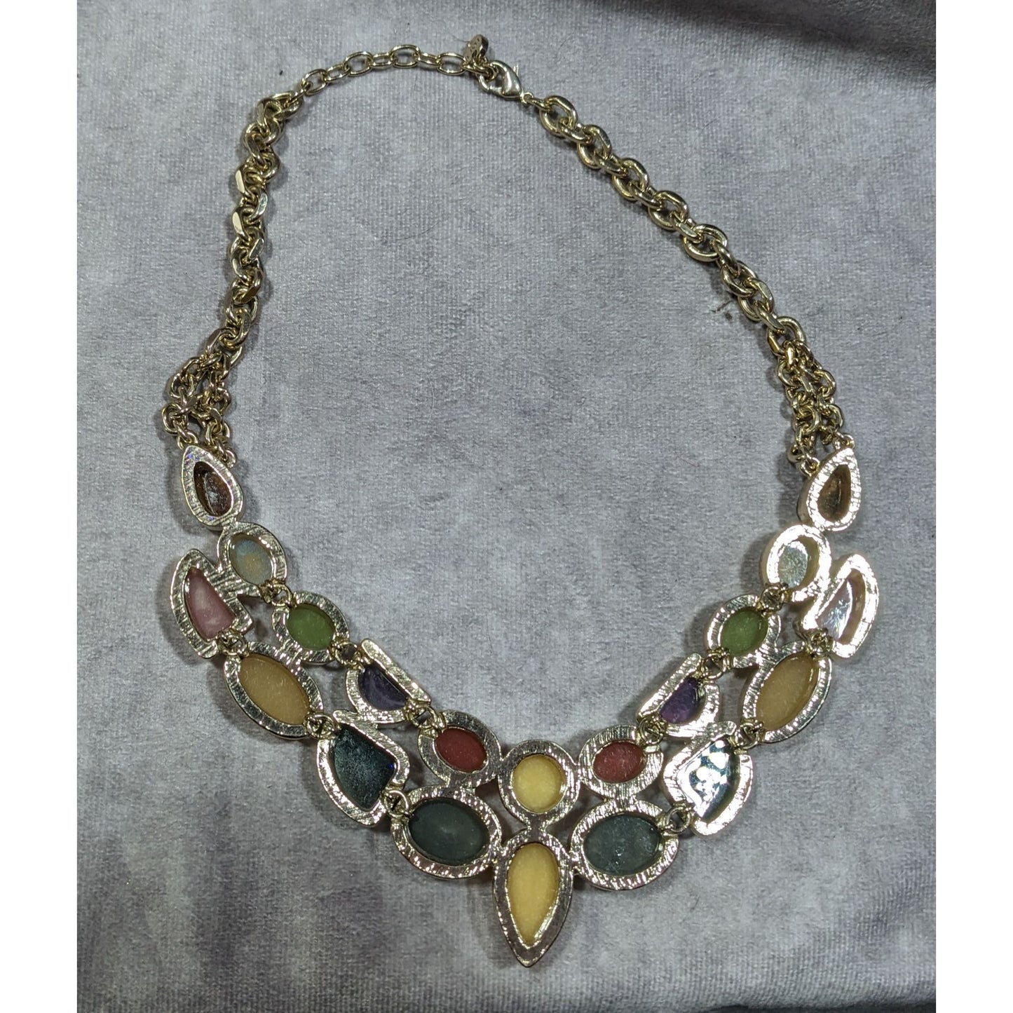 Vintage Loft Rainbow Jelly Glass Gemmed Bib Necklace