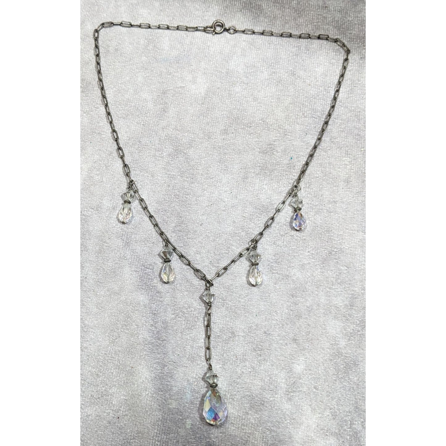 Aurora Borealis Crystal Teardrop Fantasy Necklace