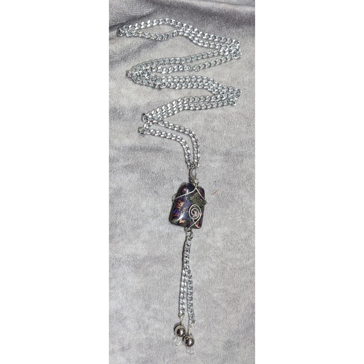 Handmade Wire Wrapped Agate Tassel Necklace