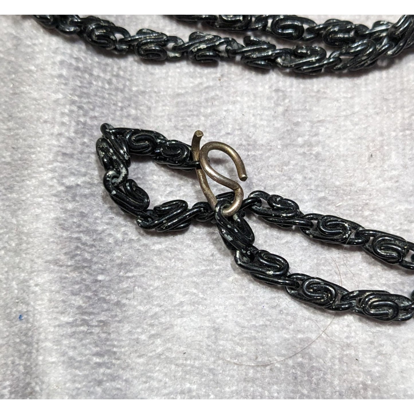 Black Twisted Link Chain Necklace With S-Hook Clasp