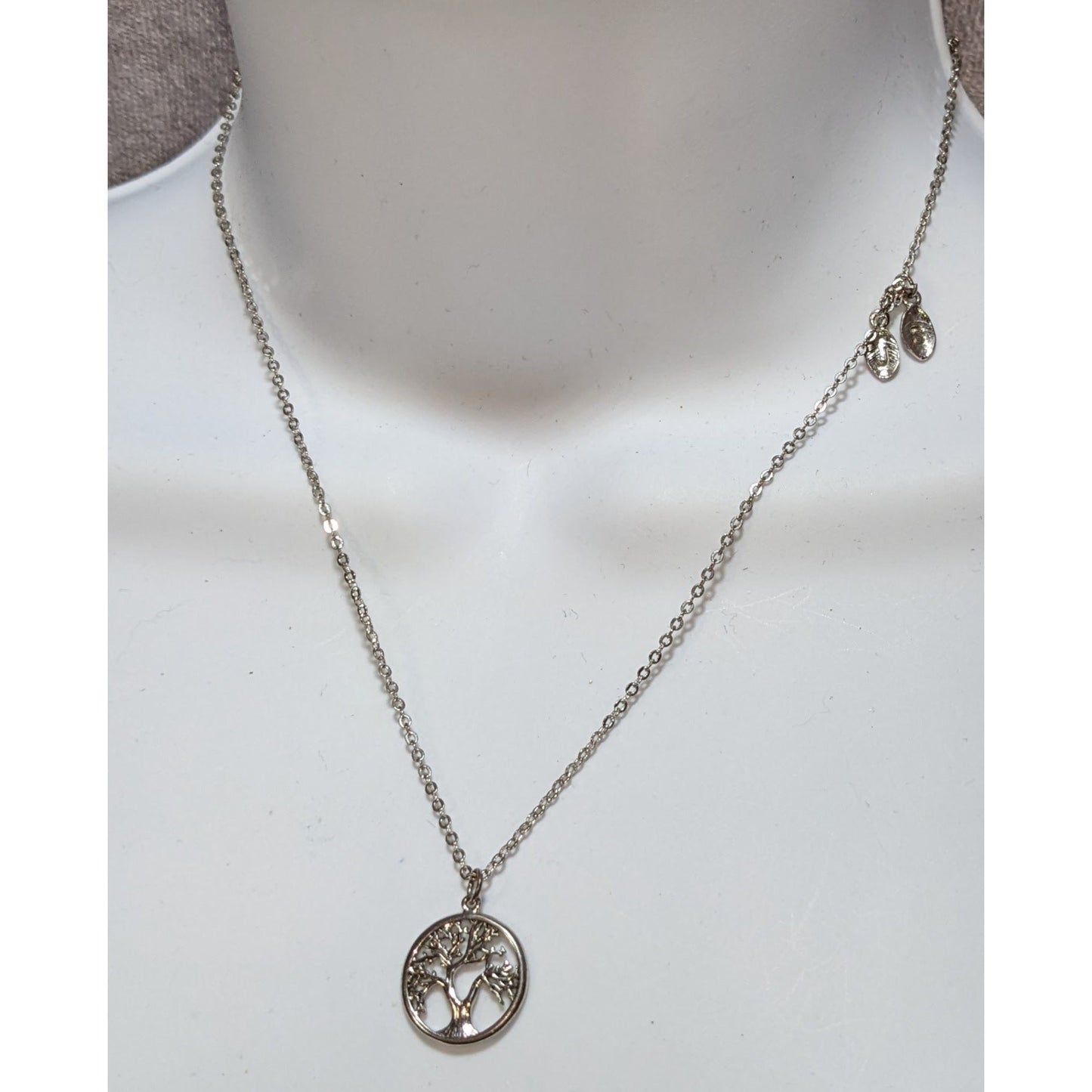 Tree Of Life Pendant Necklace With J And S Initial Leaf Charms