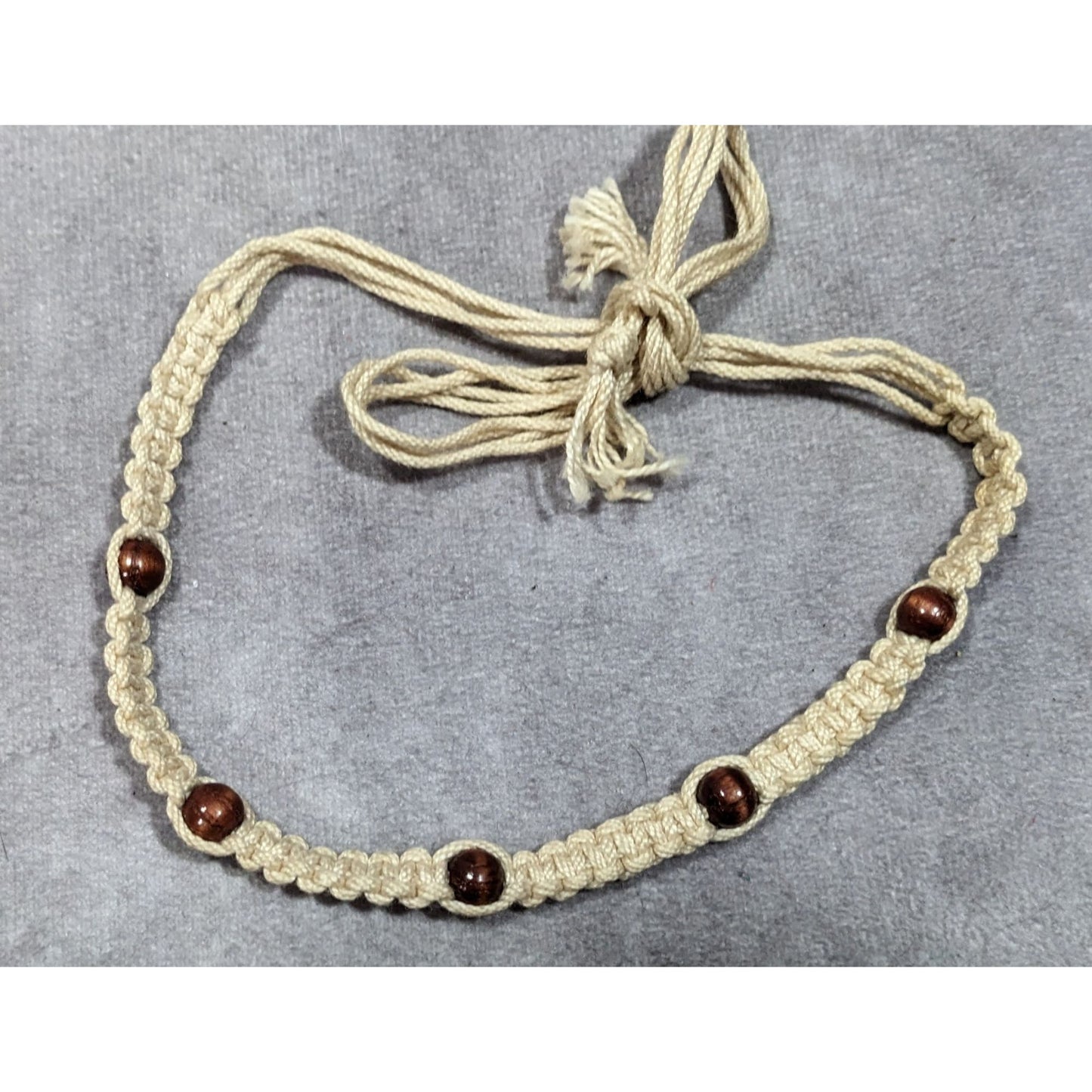 90s Style Beachy Surfer Braided Beaded Tie On Necklace