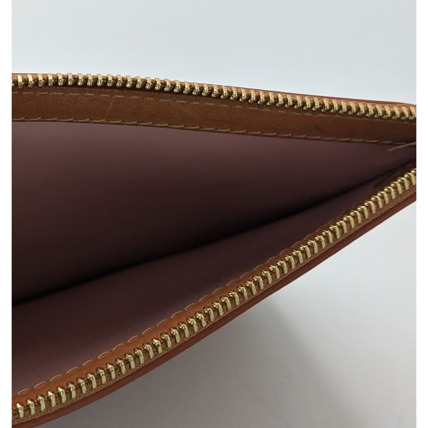 Mansur Gavriel Leather Clutch 8x5 Tan Minimalist Zip Pouch