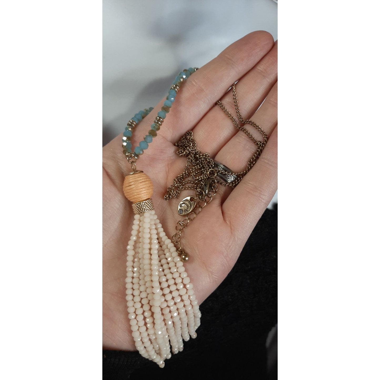 Charming Charlie Bohemian Beaded Tassel Necklace