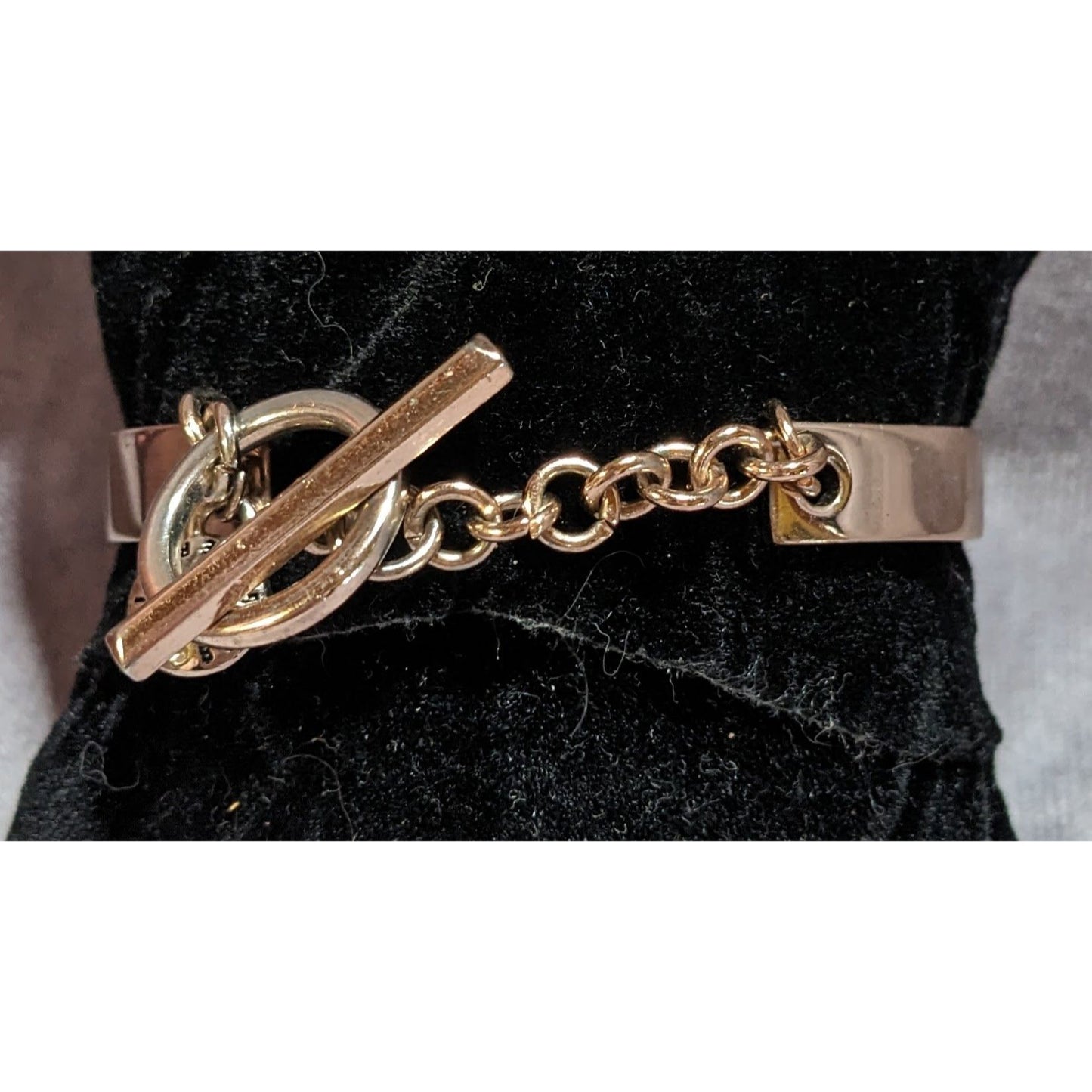 Y2K BCBGeneration Live Laugh Love Simulated Crystal Toggle Cuff Bracelet