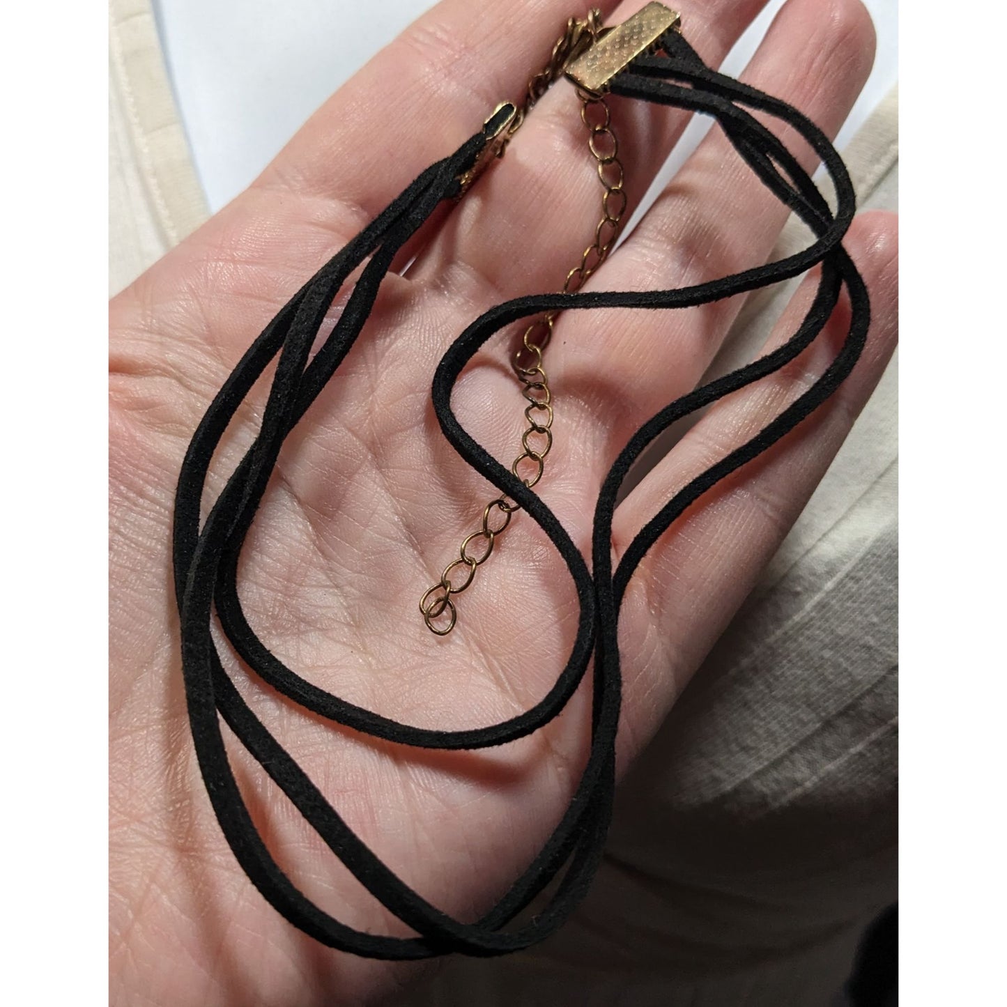 Gothic Black Triple-Strand Faux Suede Choker Necklace