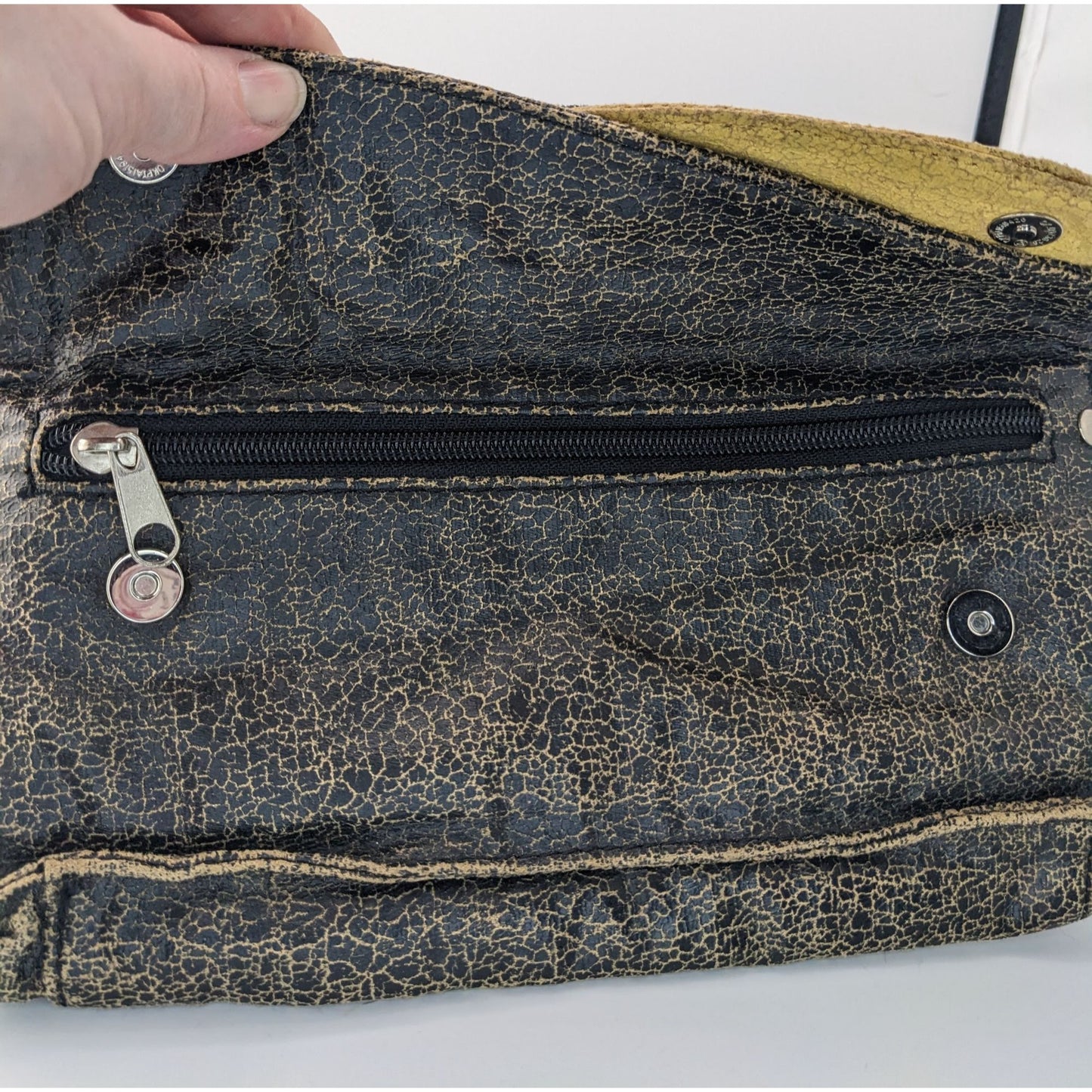 Vintage Jazzd Whimsygoth Witchy Moon Pattern Wristlet Clutch With 9 Inch Strap & Crackle Finish