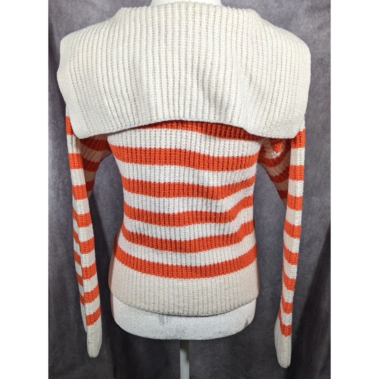 Sincerely Jules Preppy Orange And White Striped Sweater Size Medium