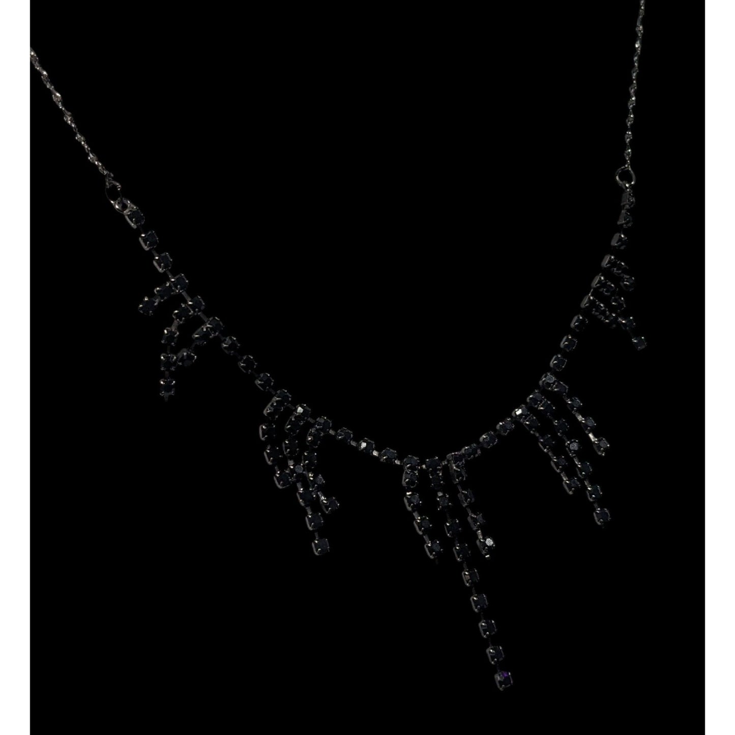 Claire's Gothic Dainty Black Rhinestone Necklace