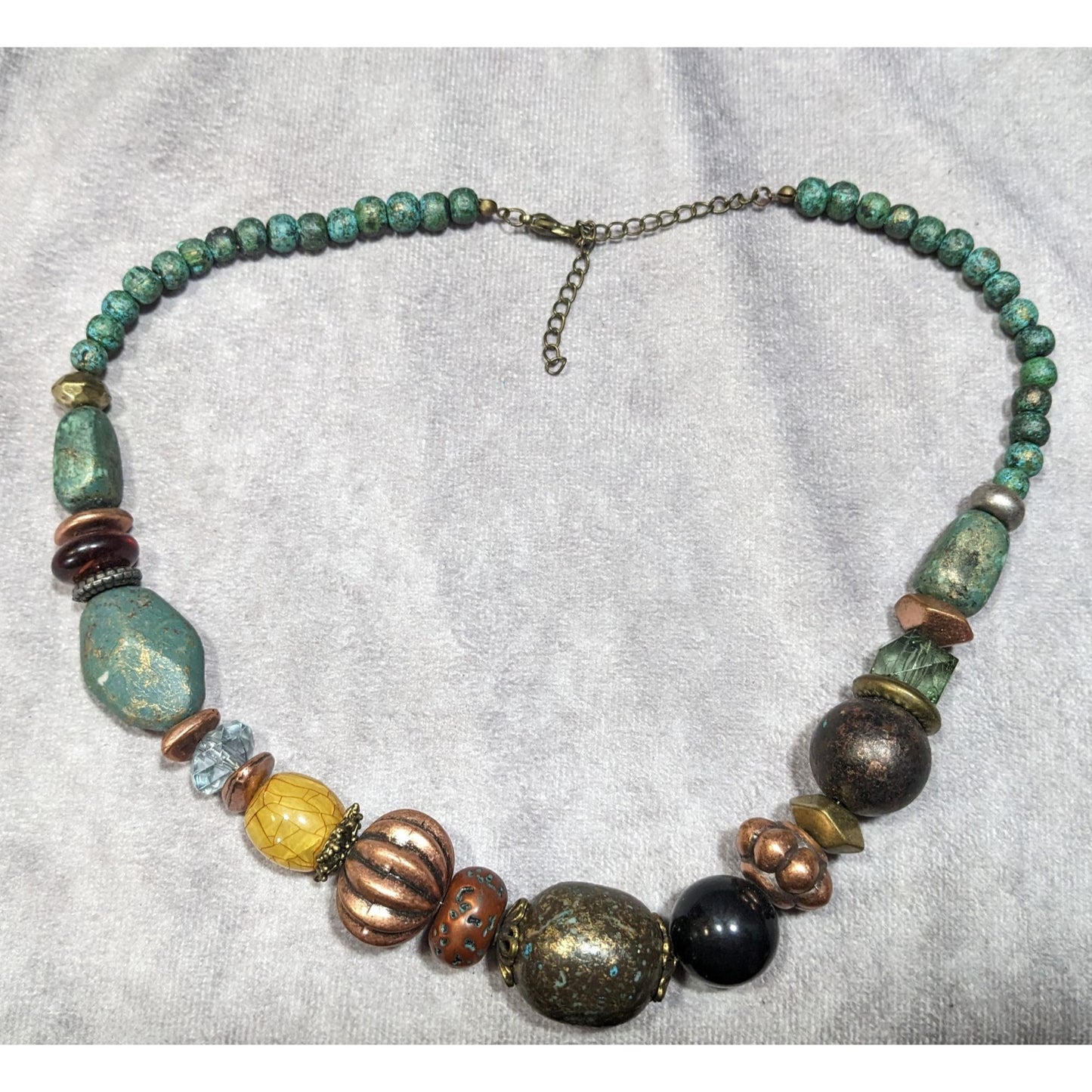 Chunky Bohemian Mixed Media Earth Tone Beaded Necklace