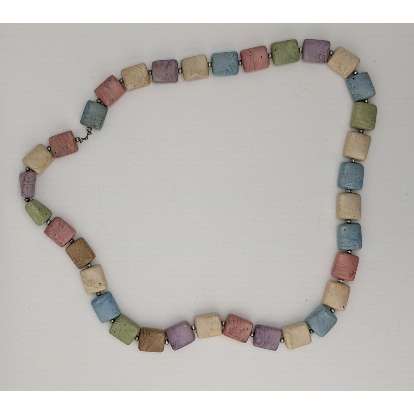 Vintage Pastel Faux Stone Marbled Beaded Necklace