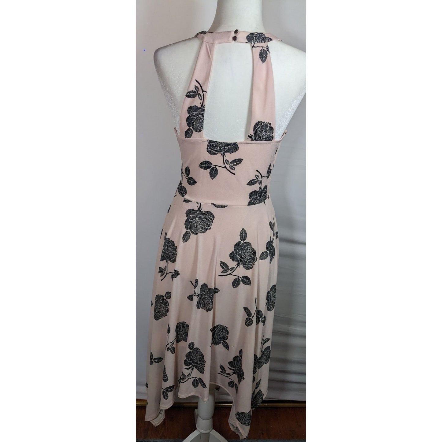Candies Retro Pastel Pink And Black Floral Dress