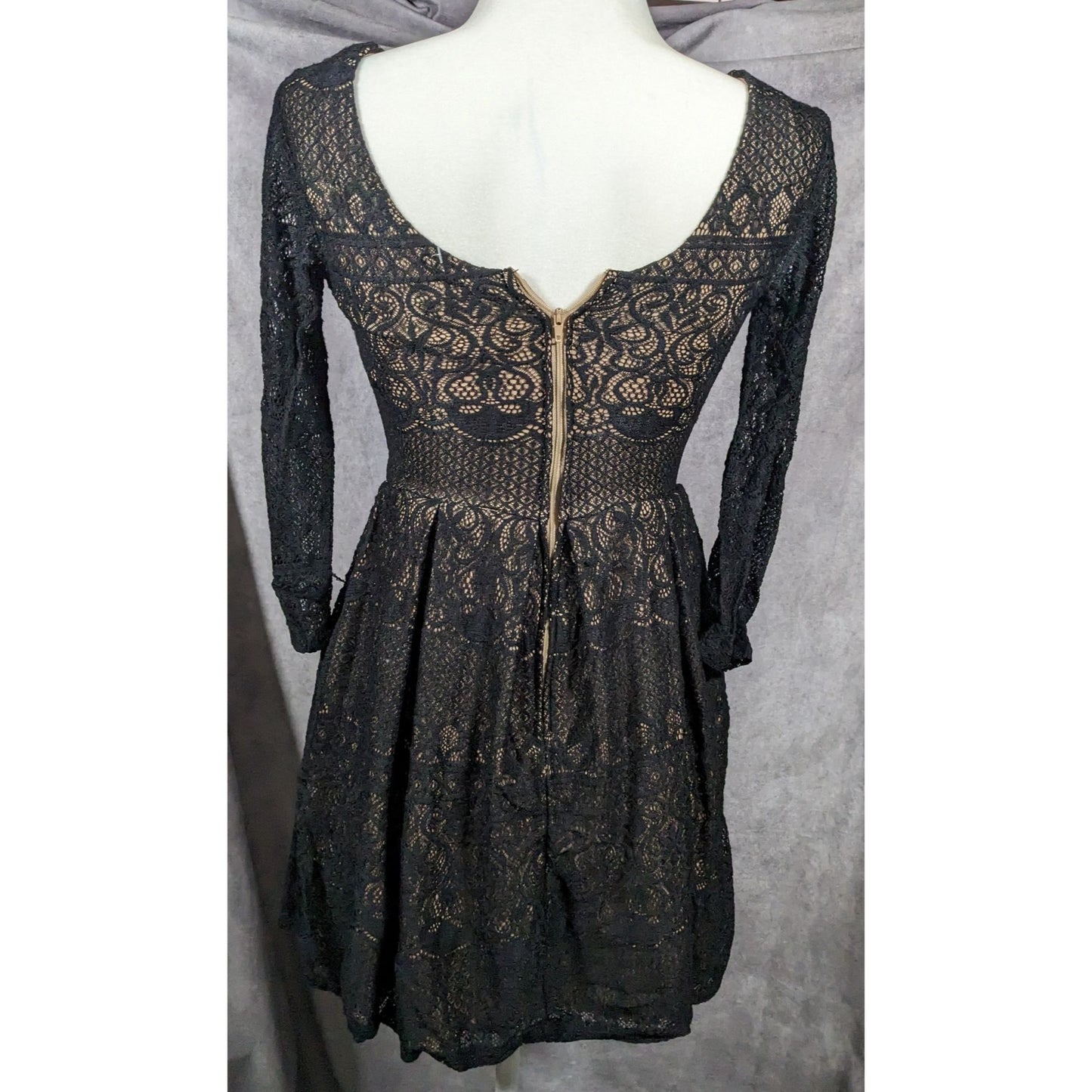 B Darlin Gothic Cream With Black Lace Overlay Knee Length Dress