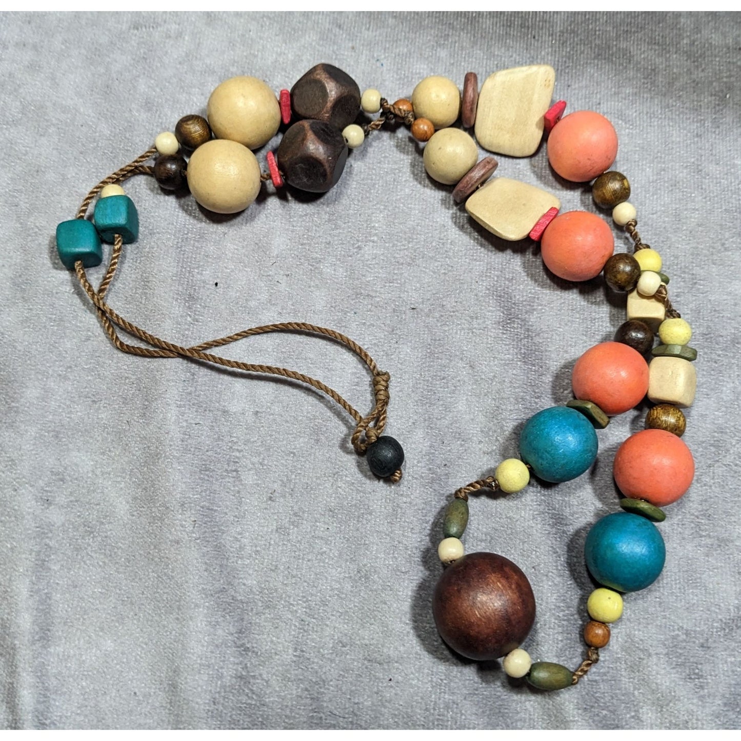 Rainbow Chunky Wood Beaded Statement Necklace