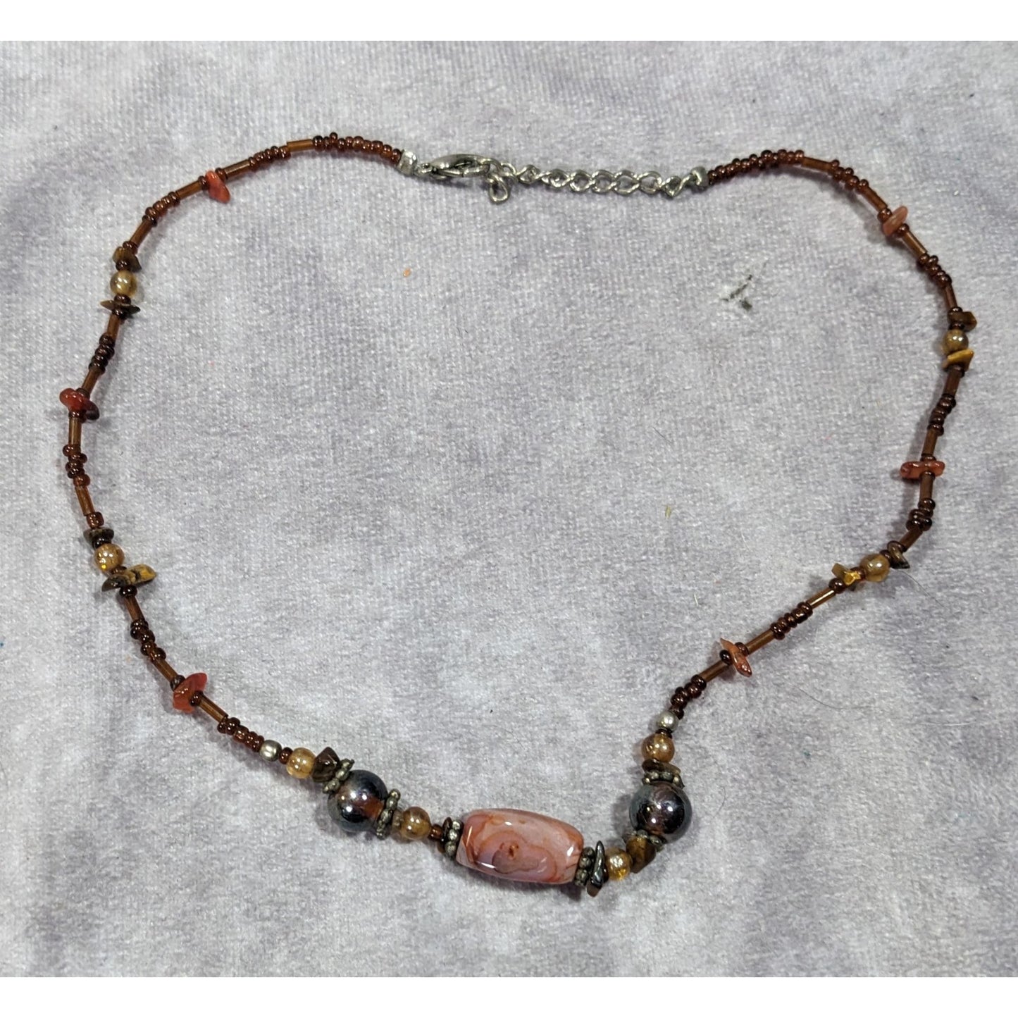 Rustic Glass And Gemstone Beaded Necklace
