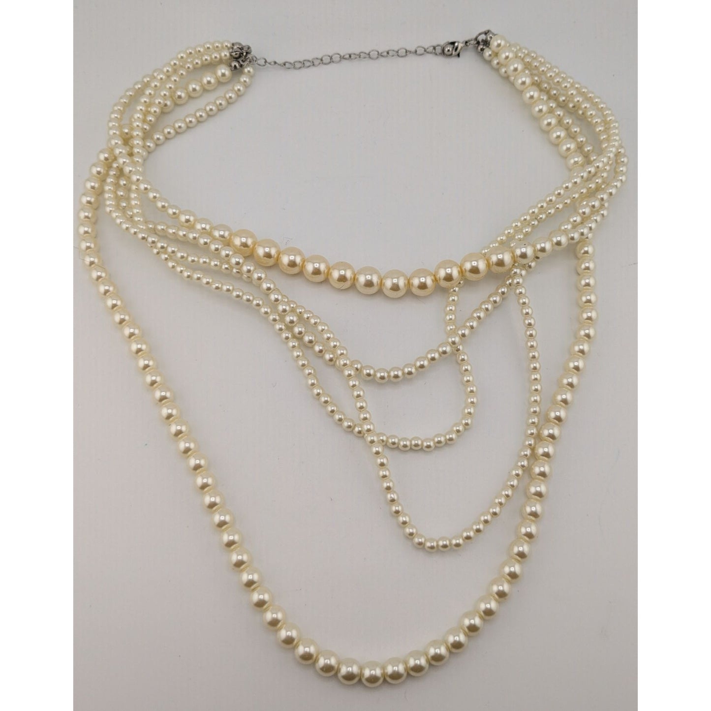 Bridal Glam Multi-Strand Faux Pearl Statement Necklace