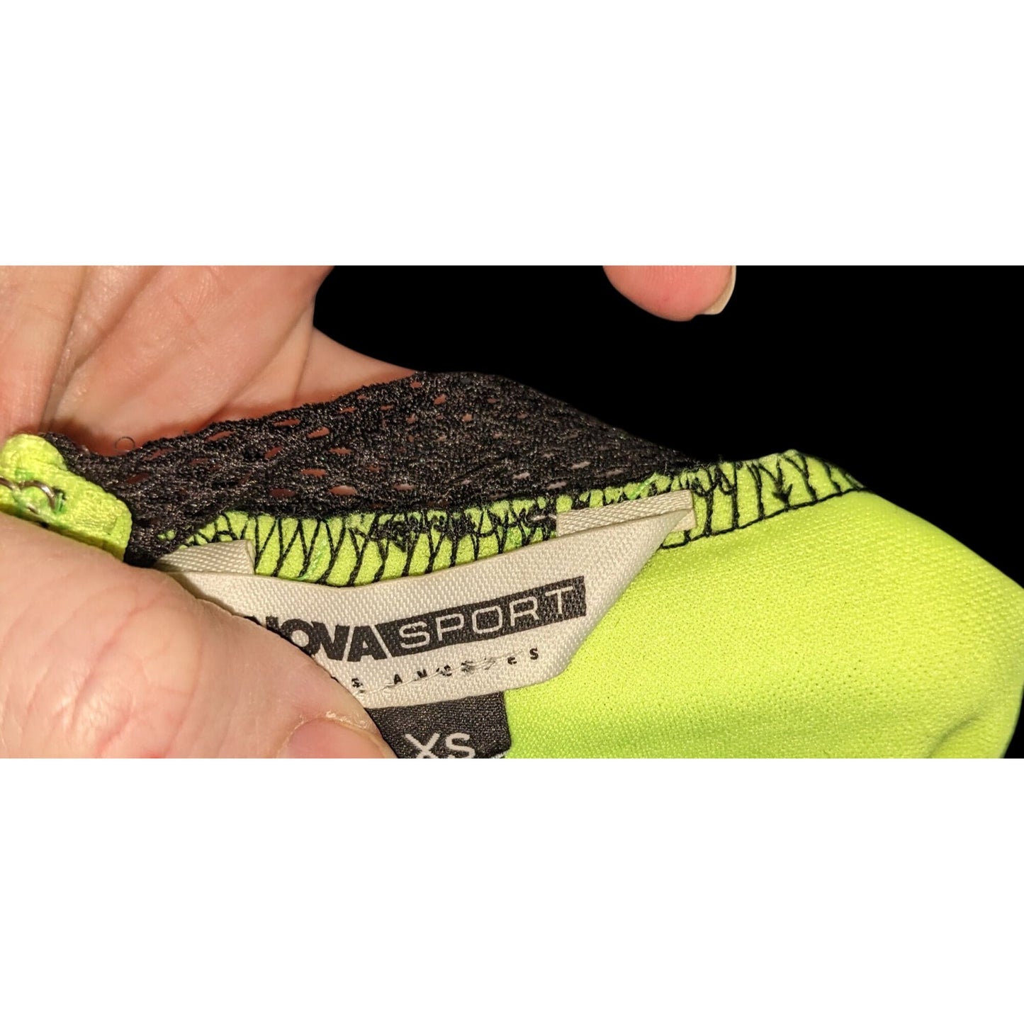 Nova Sport Mini Dress with Mesh Accents Black & Lime Sporty Clubwear Dress