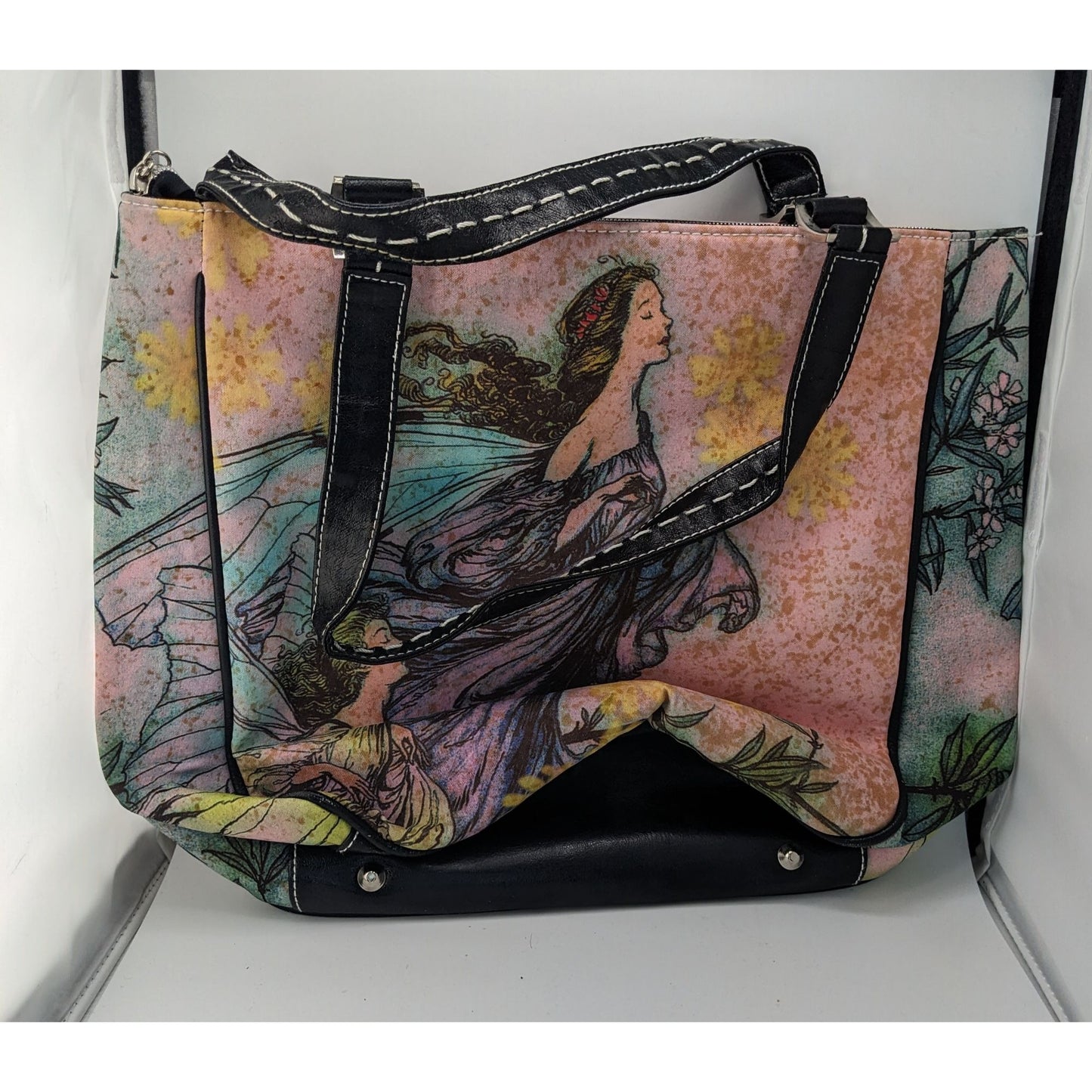 Far Nine X Isabella Fiore Pink Fairy Art Shoulder Bag With Embellishments 12x12x5 Inches
