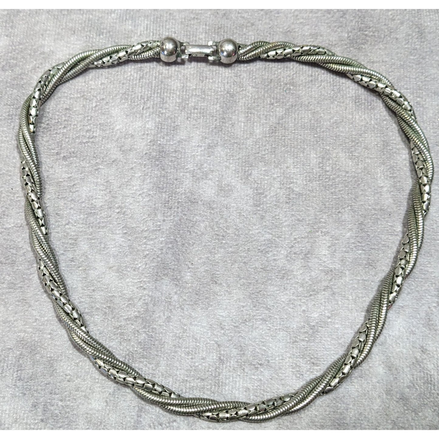 Elegant Twisted Multi-Chain Silver Tone Necklace