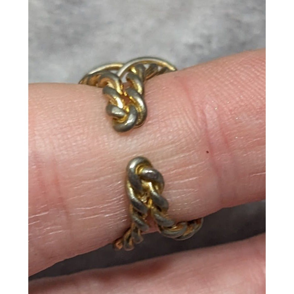 Vintage Fantasy Rose Floral Gold Tone Open Ring