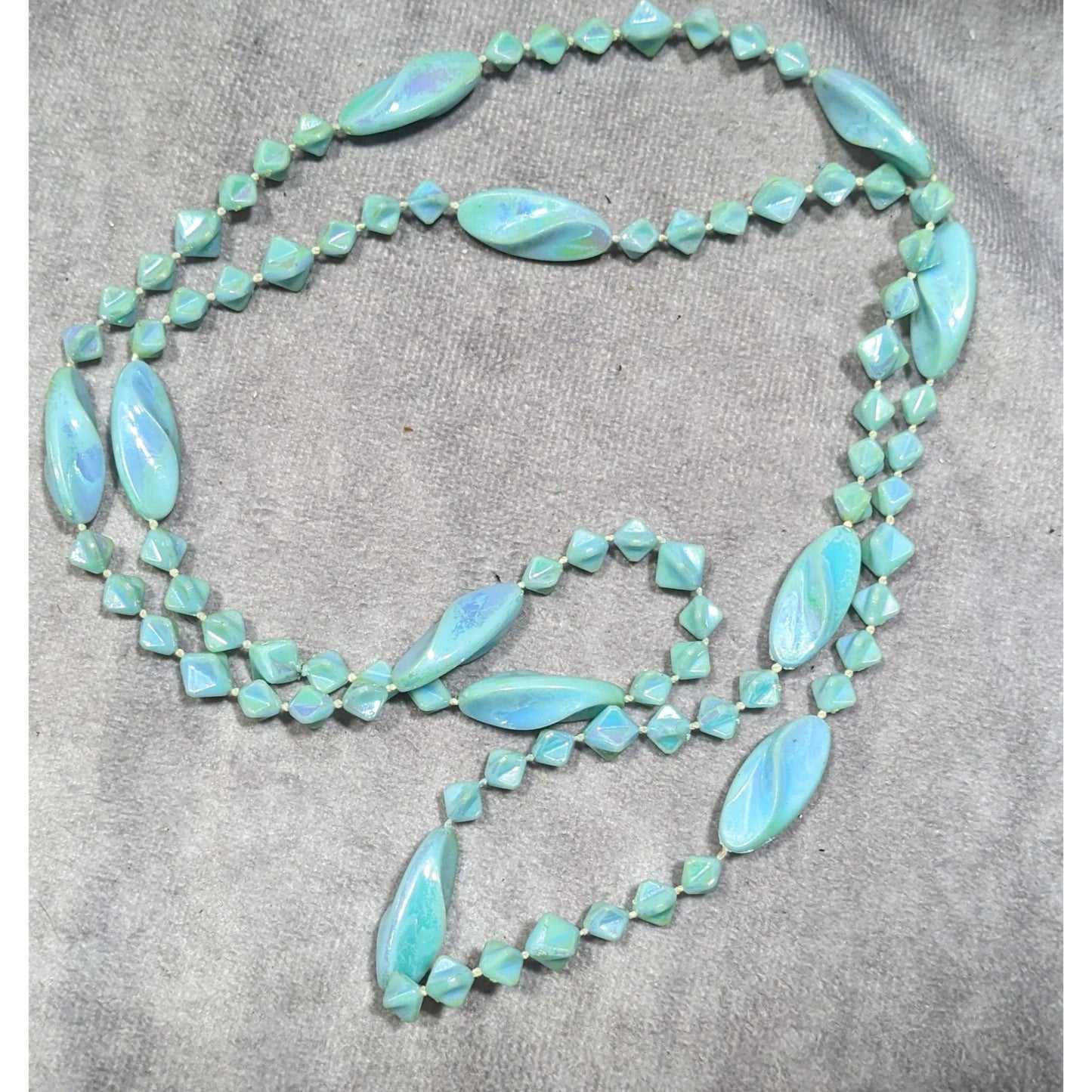 Mermaidcore Pearlescent Blue AB Beaded Necklace