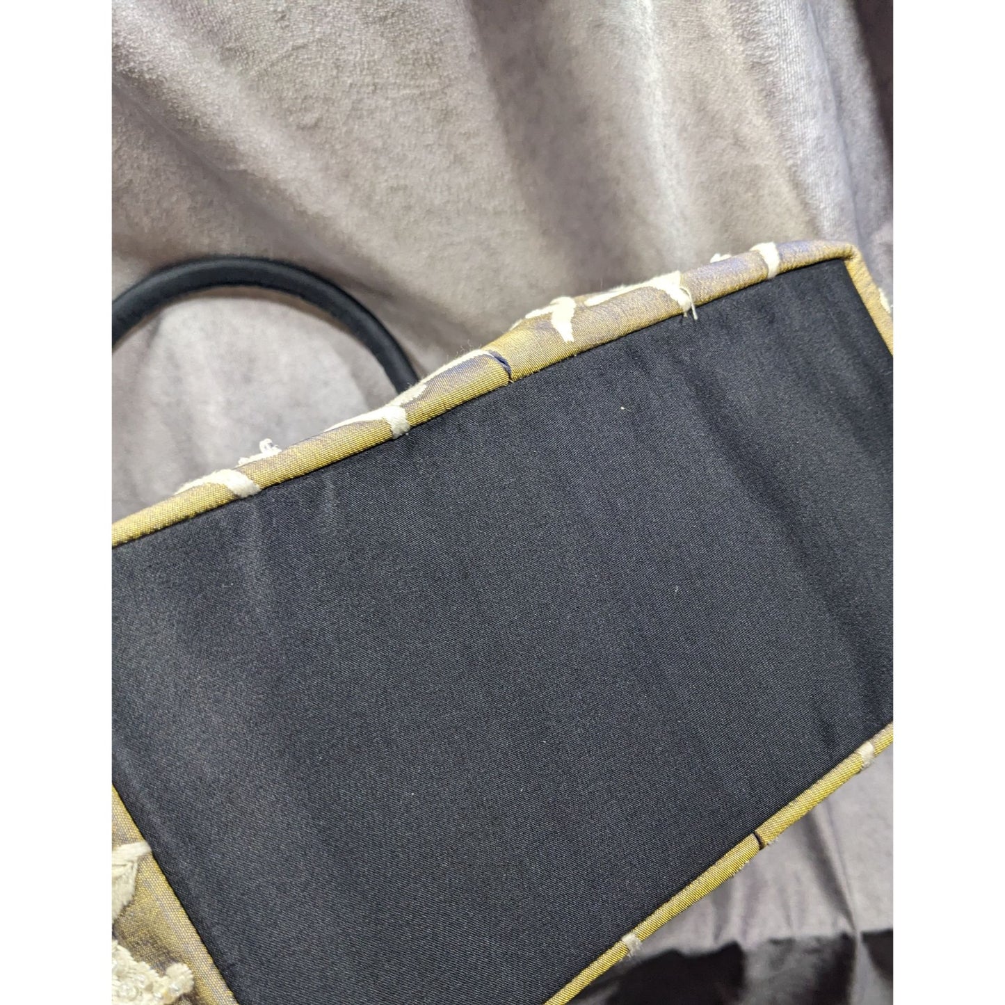 Claire V Floral Embroidered Blue And Gold Color Shift Bag