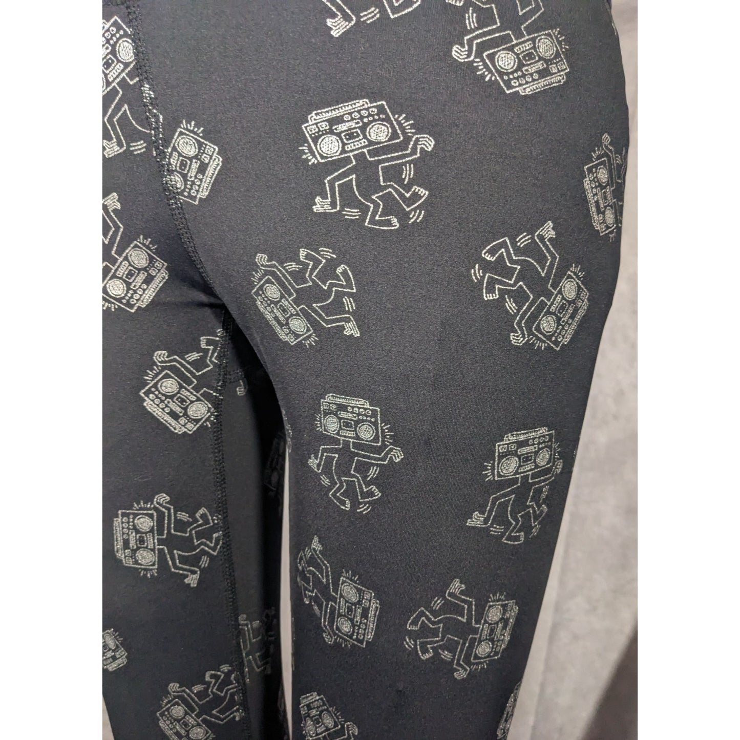 Terez x Keith Haring Black And Silver Robot Leggings Size XS