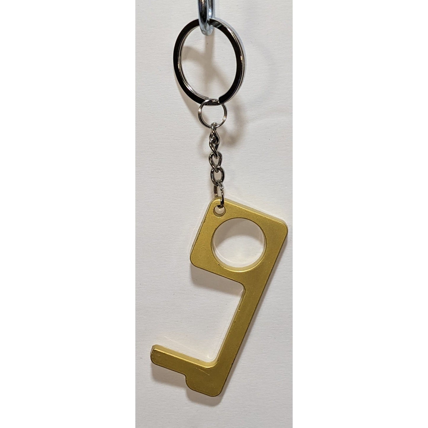 No-Touch Gold Door Opener Keychain With Keyring