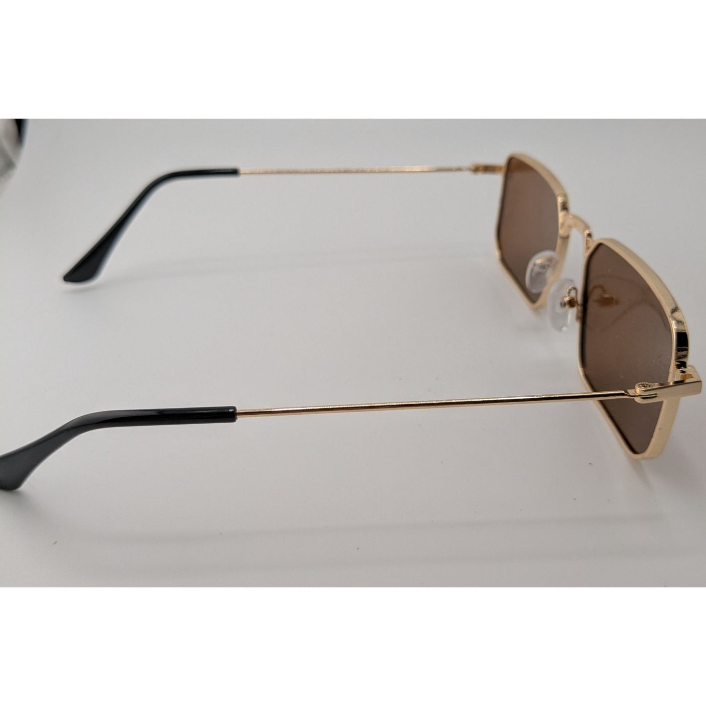 Retro Gold Rectangle Sunglasses With Brown Lenses