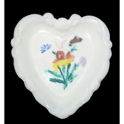 Hand Painted Milk Glass Trinket DIsh