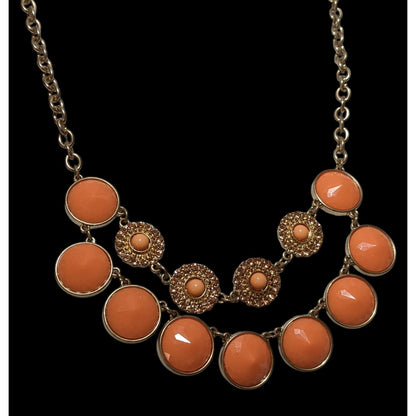 Y2K Orange Multilayer Gemmed Statement Necklace