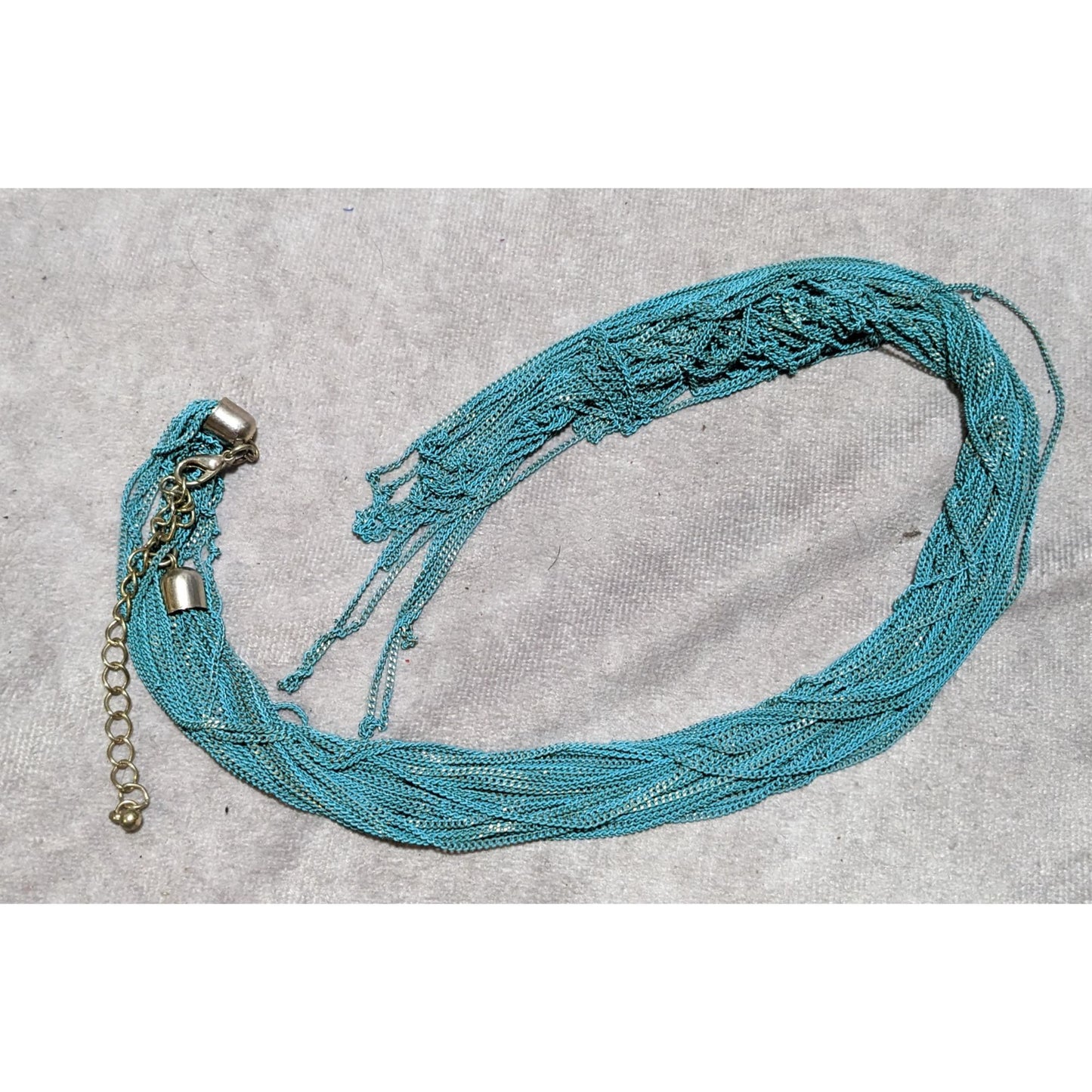 Abstract Blue Multilayer Chain Necklace