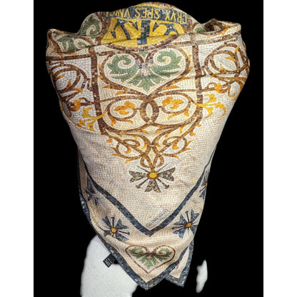 Vintage Harris Made England 100% Silk Scarf Medieval Mosaic Tile Pattern