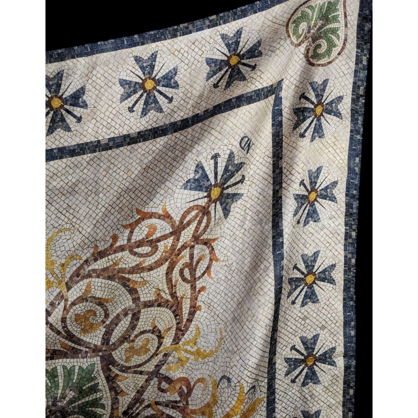 Vintage Harris Made England 100% Silk Scarf Medieval Mosaic Tile Pattern