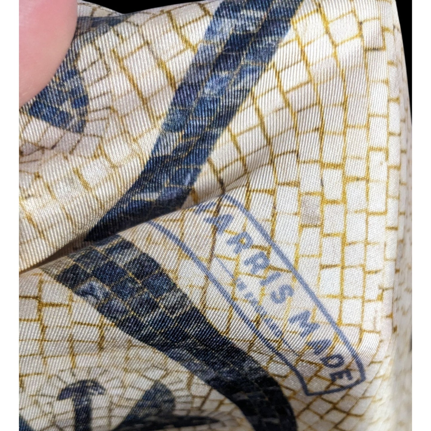 Vintage Harris Made England 100% Silk Scarf Medieval Mosaic Tile Pattern