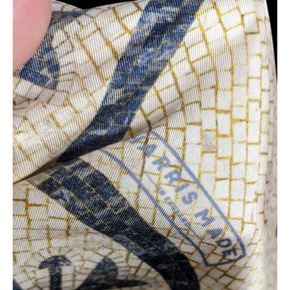 Vintage Harris Made England 100% Silk Scarf Medieval Mosaic Tile Pattern
