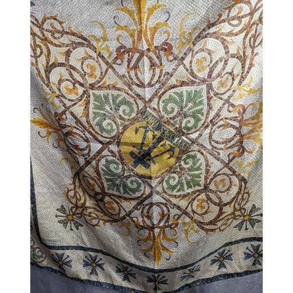 Vintage Harris Made England 100% Silk Scarf Medieval Mosaic Tile Pattern