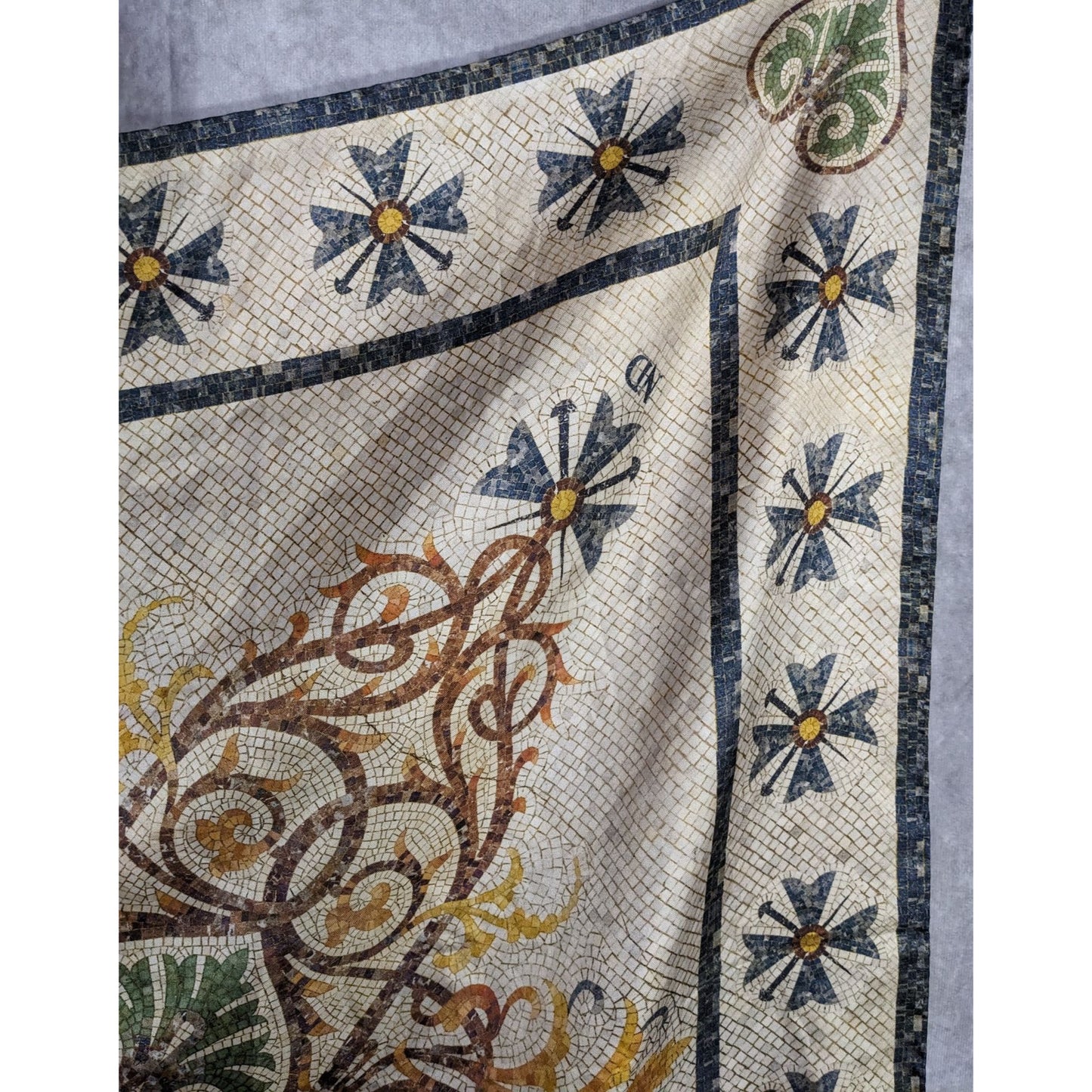 Vintage Harris Made England 100% Silk Scarf Medieval Mosaic Tile Pattern