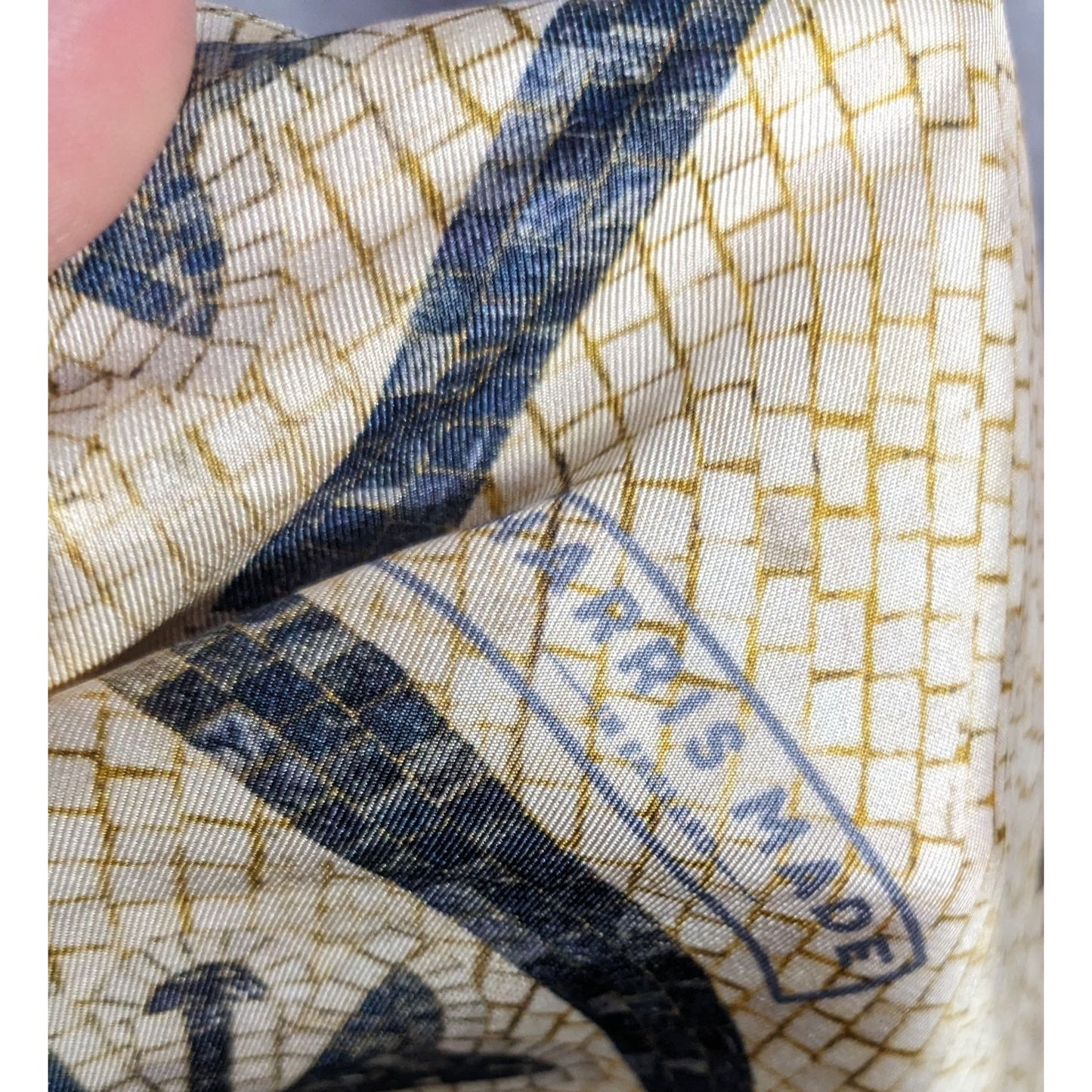 Vintage Harris Made England 100% Silk Scarf Medieval Mosaic Tile Pattern