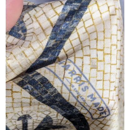 Vintage Harris Made England 100% Silk Scarf Medieval Mosaic Tile Pattern