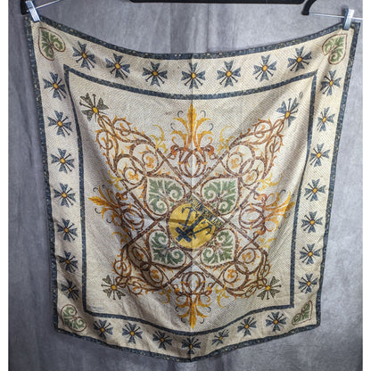 Vintage Harris Made England 100% Silk Scarf Medieval Mosaic Tile Pattern