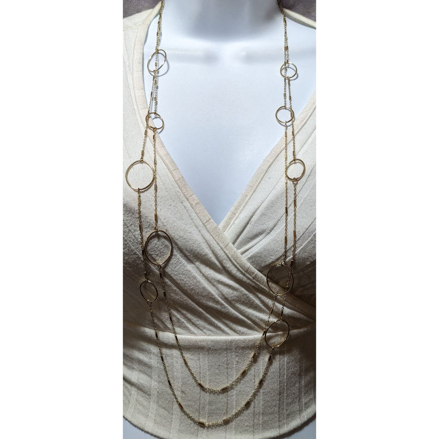 Multilayer Gold Chain Open Loop Necklace