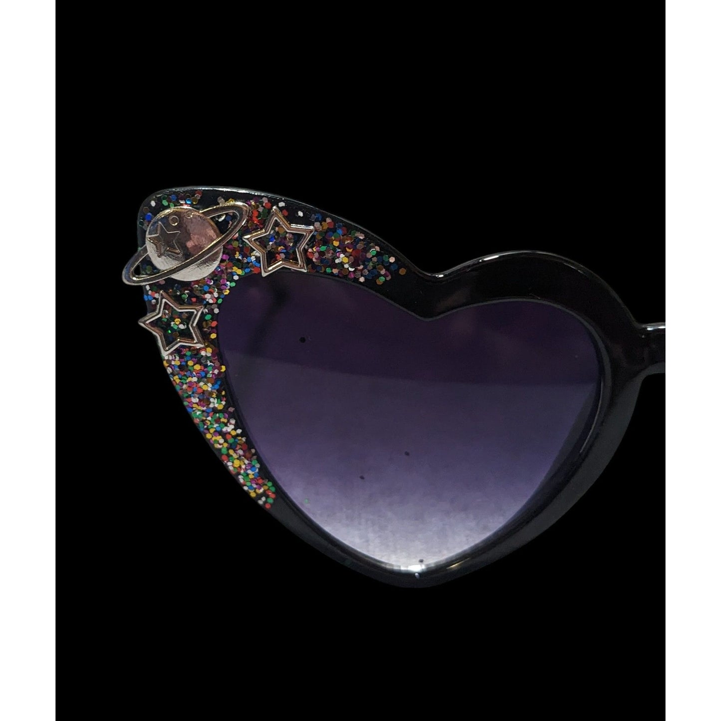 Space Glitter Heart Cateye Sunglasses