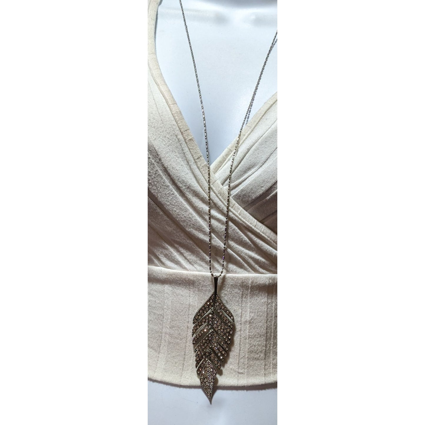 Bohemian Glam Articulated Rhinestone Feather Necklace