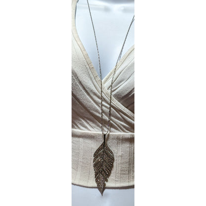 Bohemian Glam Articulated Rhinestone Feather Necklace